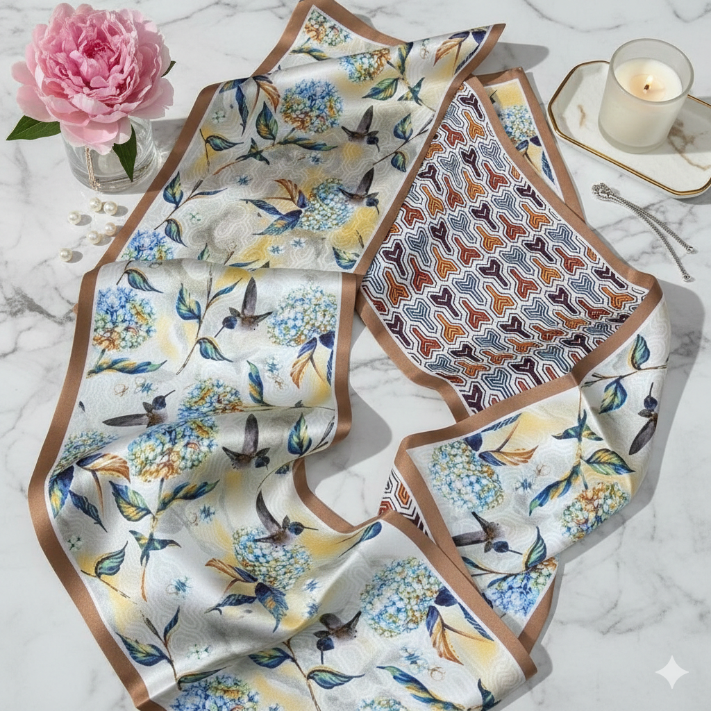 Reversible 100% Mulberry Silk Scarf