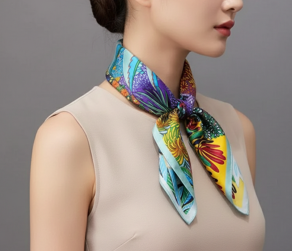 Tropical Jungle Zebra Mulberry Silk Scarf 53cm/21“