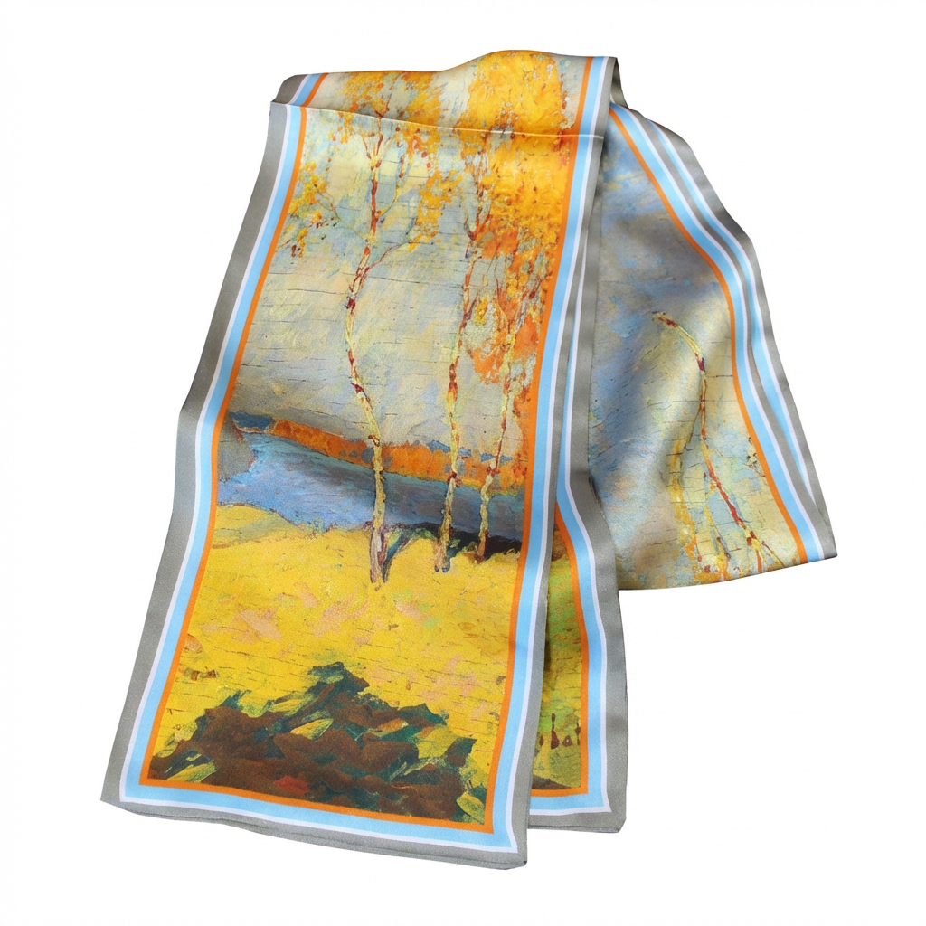 Autumn forest paint - Reversible Silk Skinny Scarf