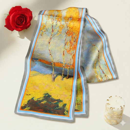 Autumn forest paint - Reversible Silk Skinny Scarf