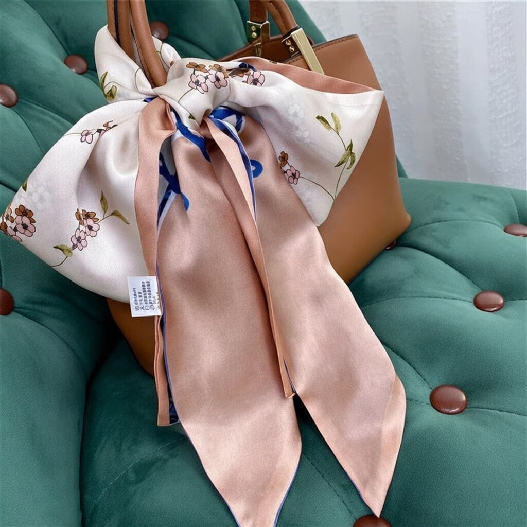 Floral Reversible Silk Skinny Scarf