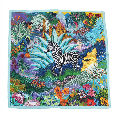 Tropical Jungle Zebra Mulberry Silk Scarf 53cm/21“