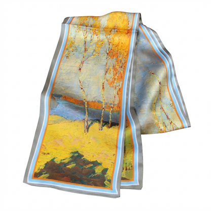 Autumn forest paint - Reversible Silk Skinny Scarf