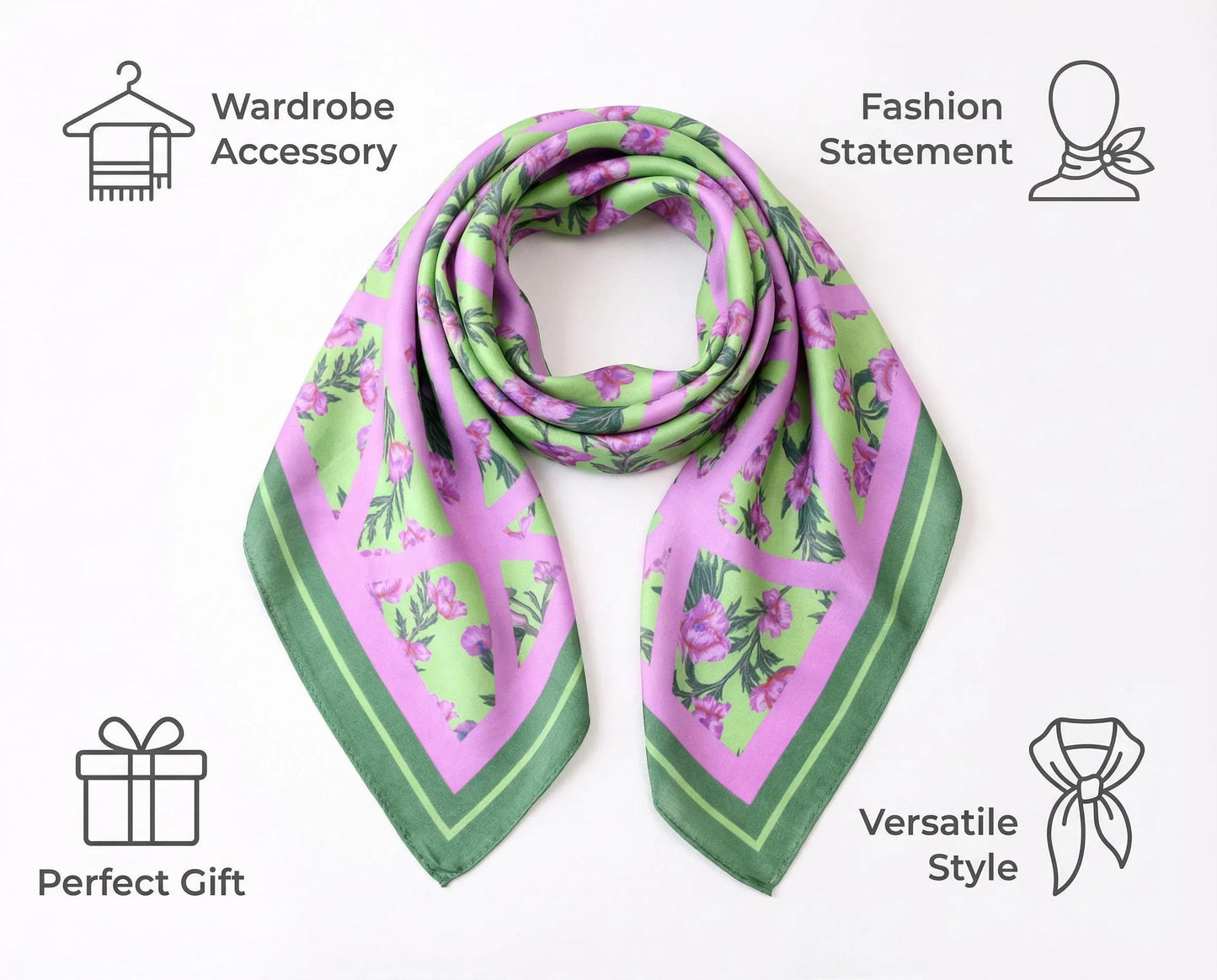 Blossom Mulberry Silk Square Scarf 53cm