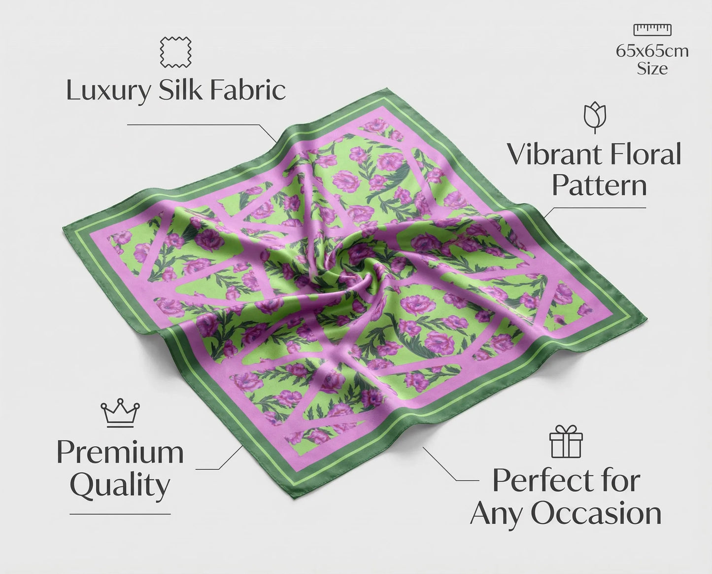 Blossom Mulberry Silk Square Scarf 53cm